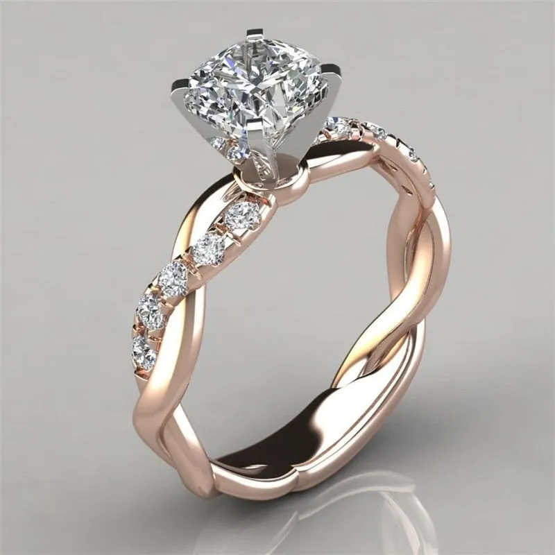 Hot Classic Wedding Rings for Women Fashion Two Tone X Shape Cross Dazzling CZ Ring Female Engagement Jewelry