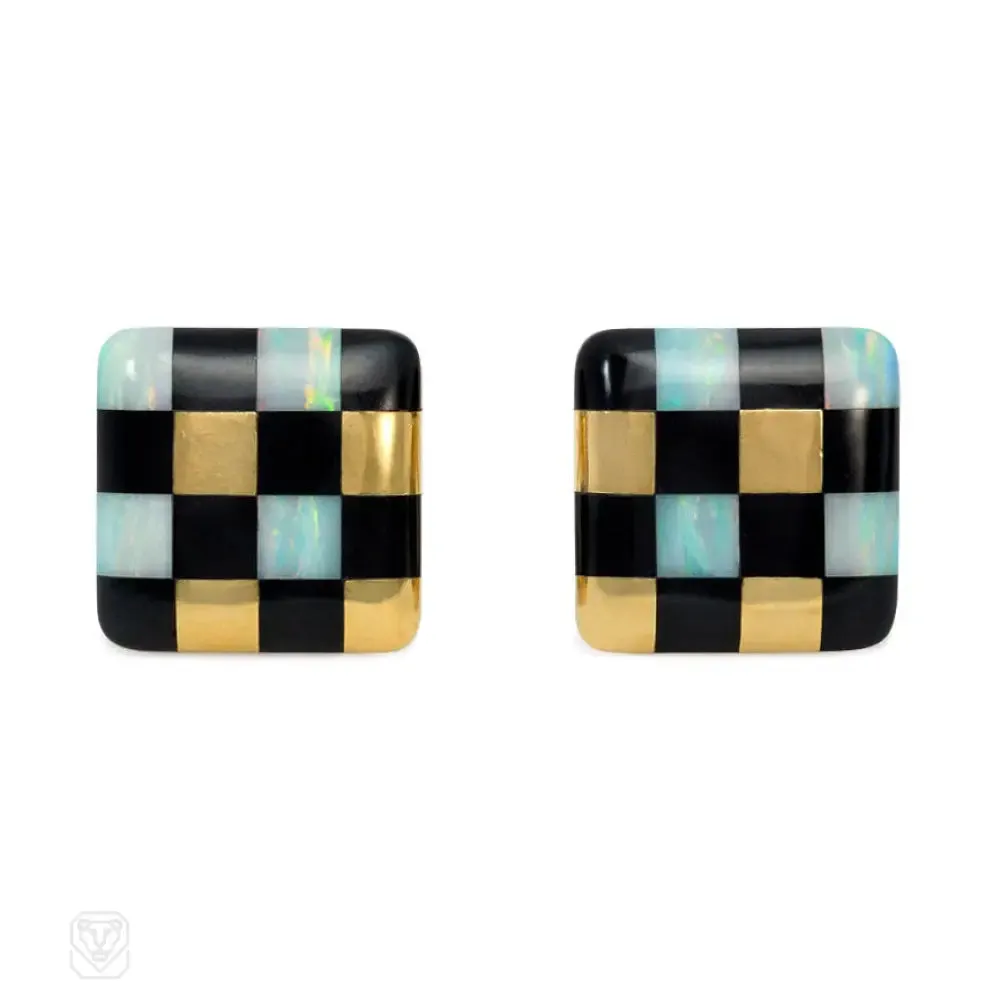 Inlaid opal and black jade earrings, Angela Cummings, Tiffany & Co.