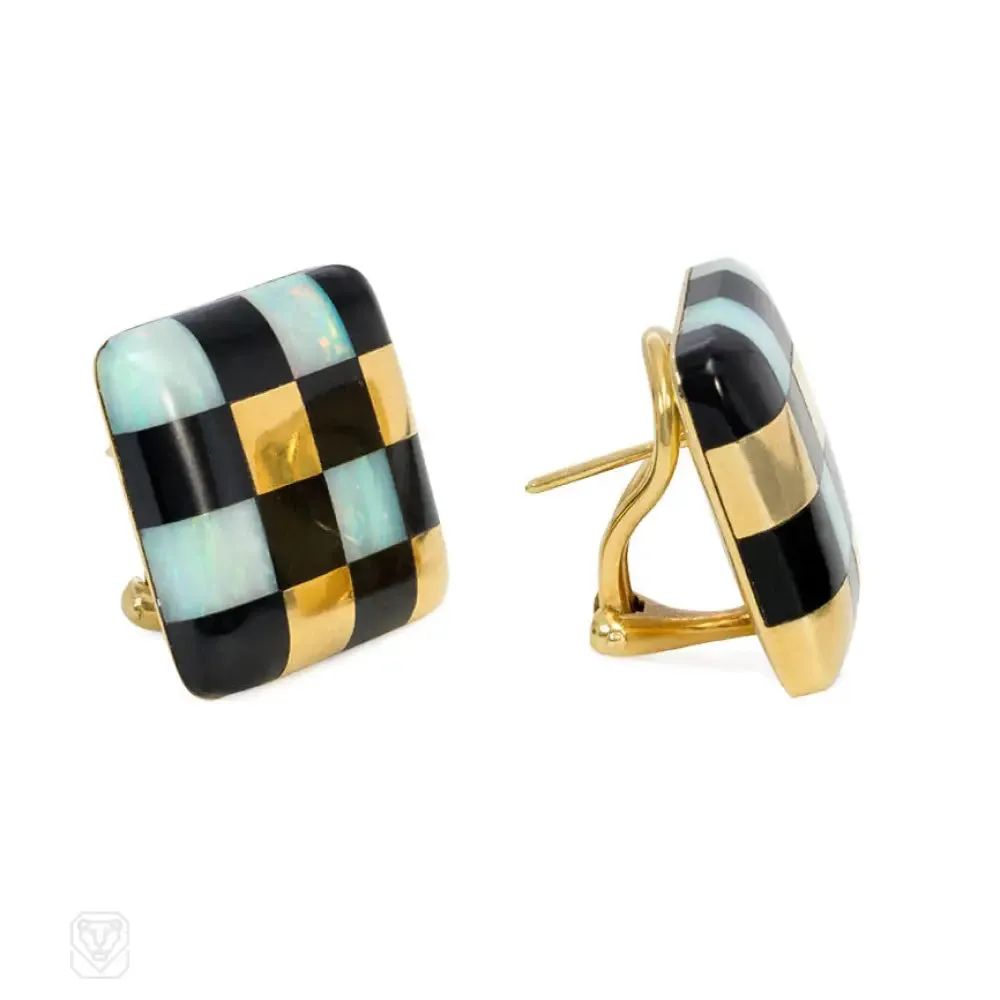 Inlaid opal and black jade earrings, Angela Cummings, Tiffany & Co.