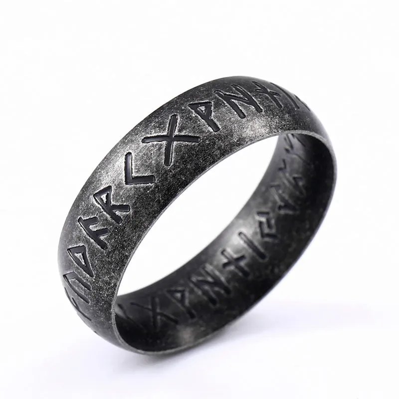 J-BEIER Steel Norse Viking Rune Ring for Men