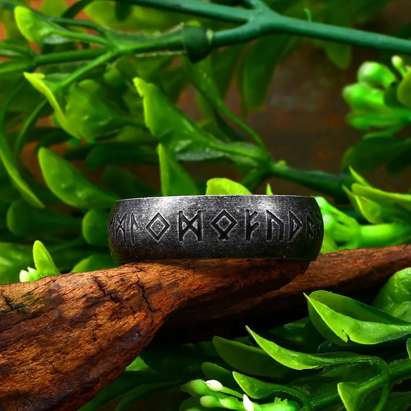 J-BEIER Steel Norse Viking Rune Ring for Men