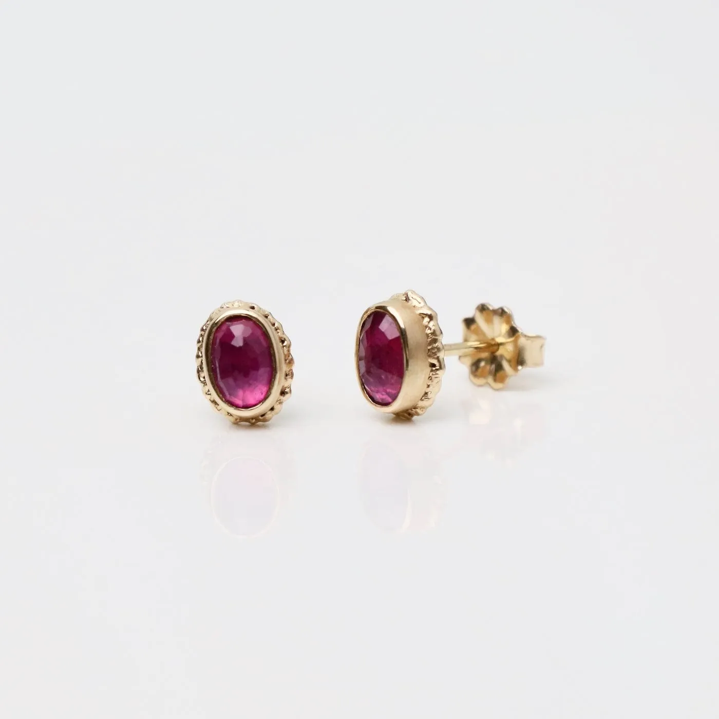 Jamie Joseph 14K Gold Oval Inverted African Ruby Post Earrings