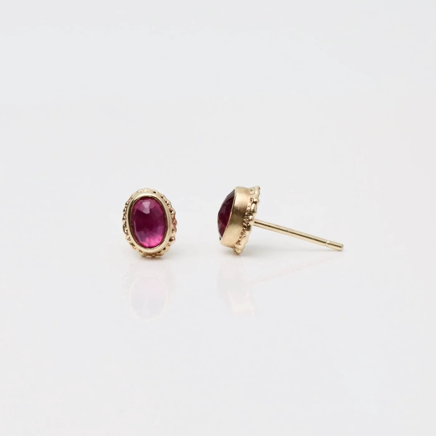 Jamie Joseph 14K Gold Oval Inverted African Ruby Post Earrings