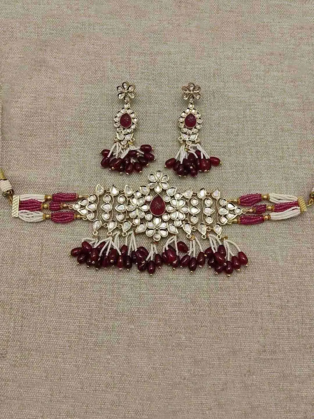 Kundan Bead Drop Choker Jewellery