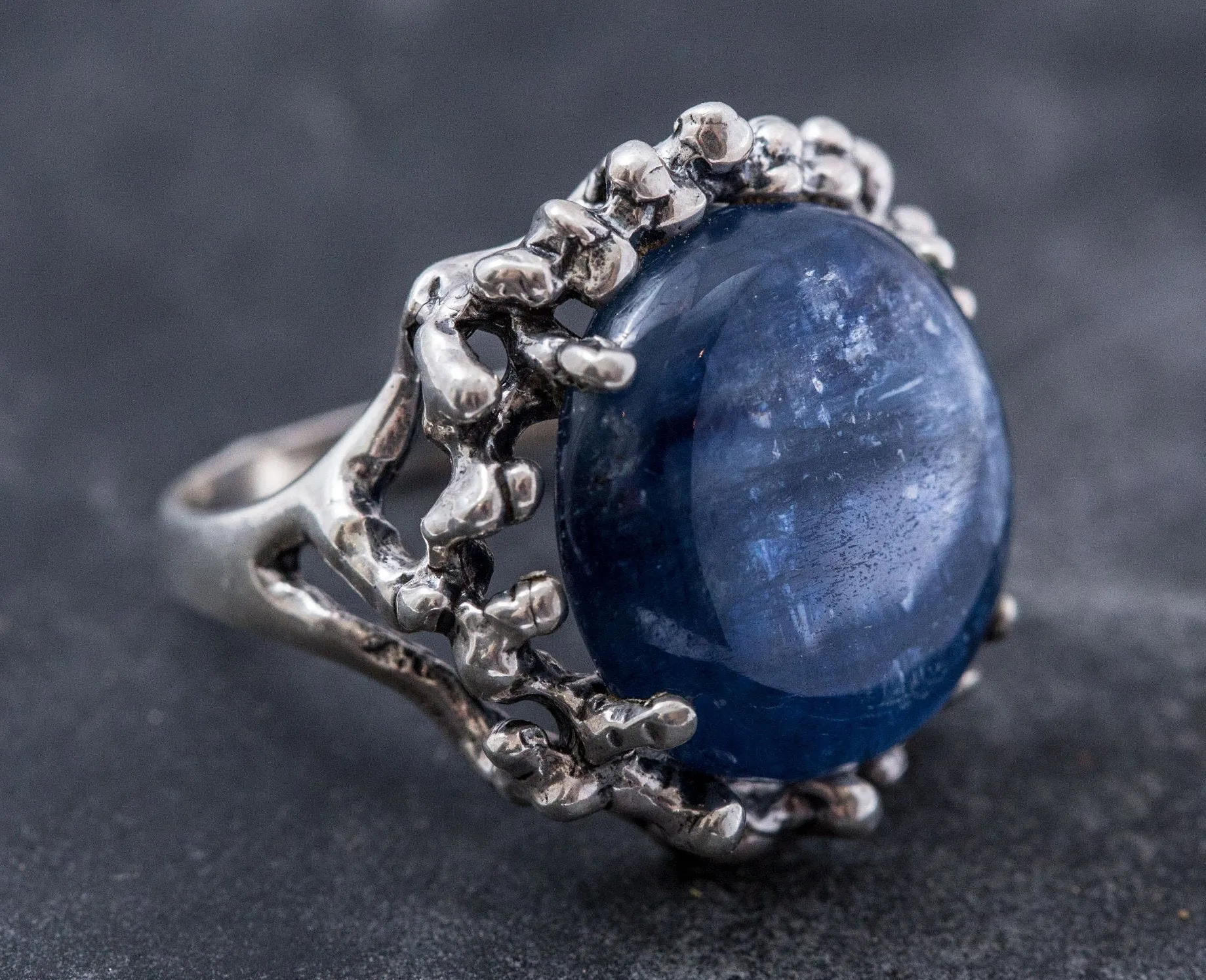 Large Kyanite Ring - Natural Kyanite Ring - Artistic Silver Ring