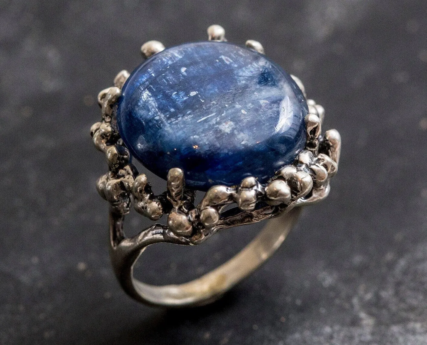 Large Kyanite Ring - Natural Kyanite Ring - Artistic Silver Ring