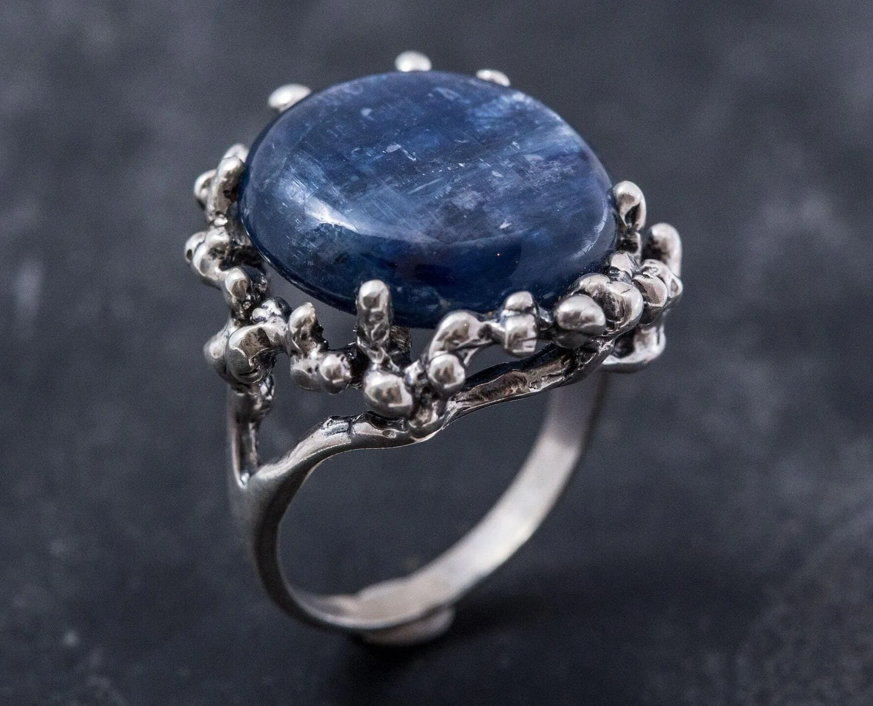 Large Kyanite Ring - Natural Kyanite Ring - Artistic Silver Ring