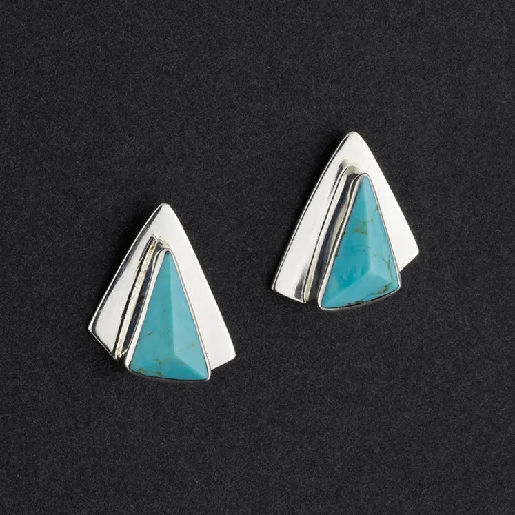 Large Turquoise Triangle Stud Earrings