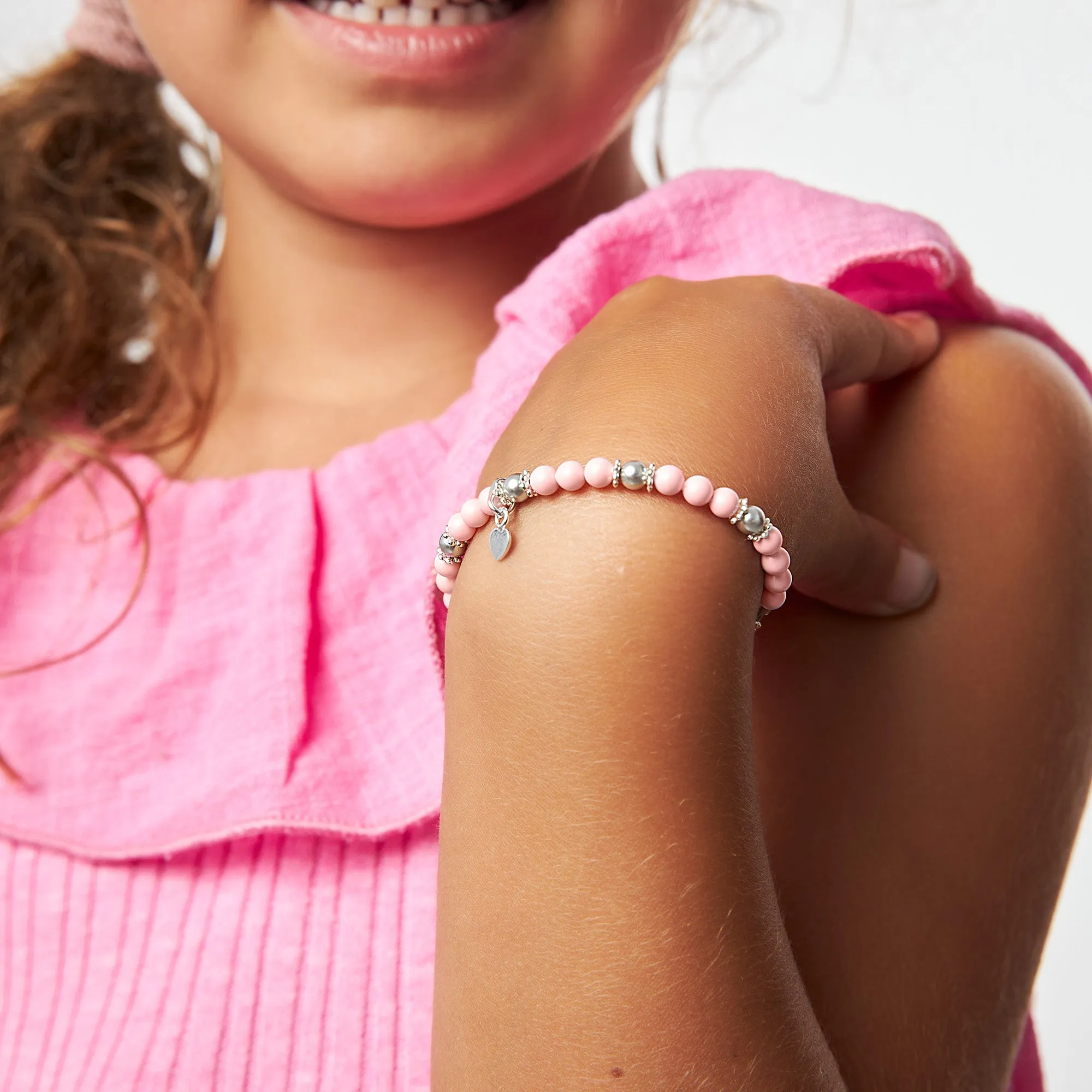 Little Girl Toddler Sterling Silver Heart charm Bracelet