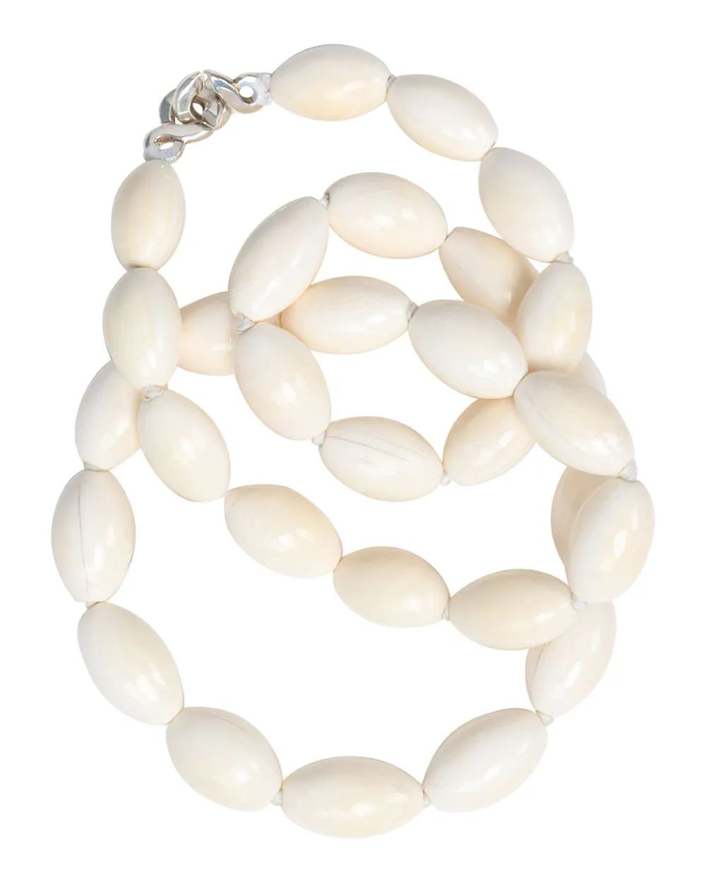 Long Oval Ivory Beaded Necklace