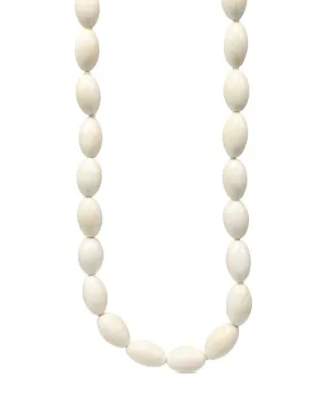 Long Oval Ivory Beaded Necklace