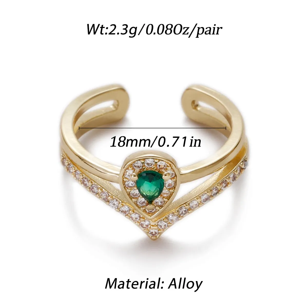 Luxury Love Shape Rings Letter Geometric Copper Rings For Women Gold Color CZ Ring Fashion Jewelry 2020