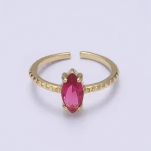 Marquise-Cut Gemstone Gold, Adjustable Ring