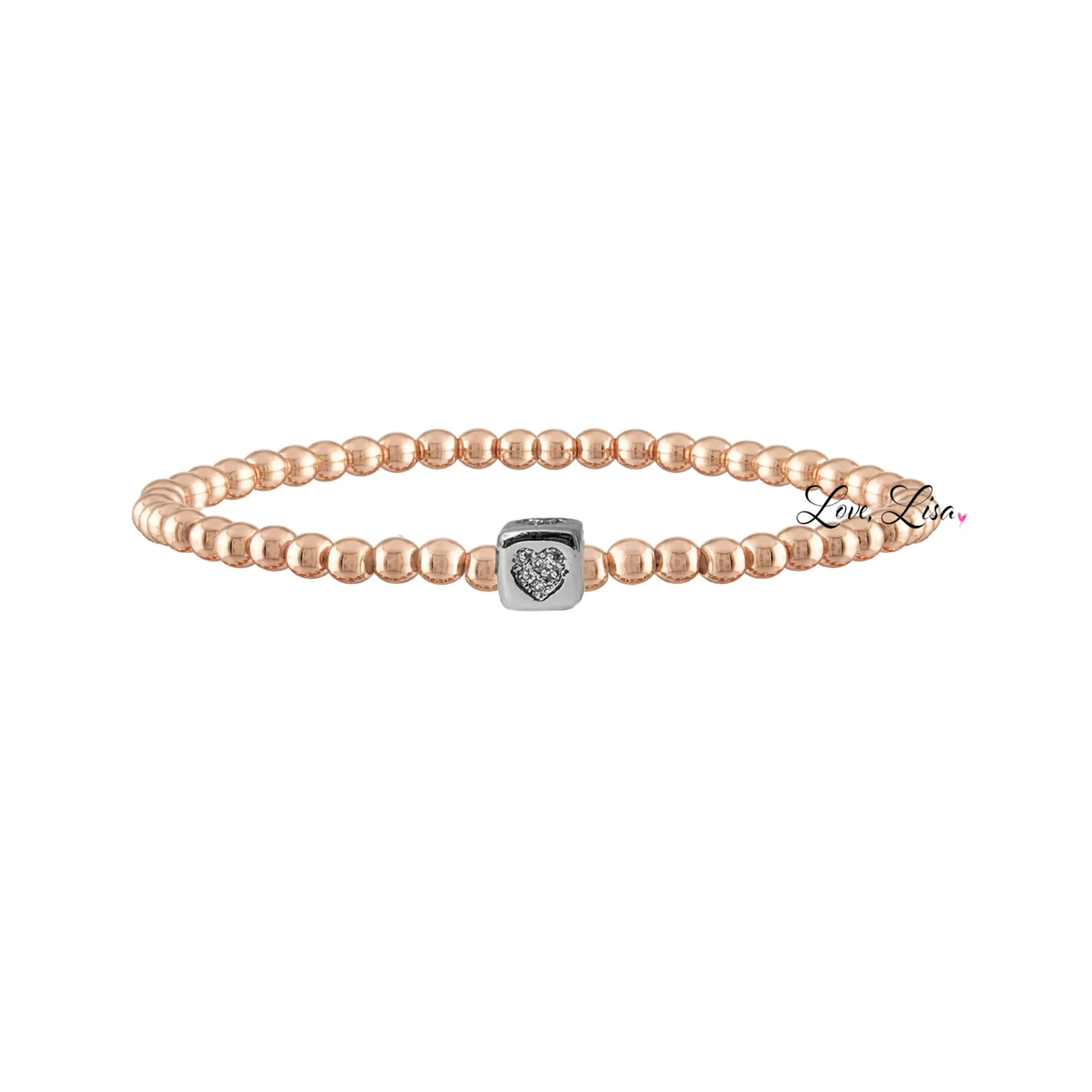 Mary Heart Beaded Stretch Bracelet