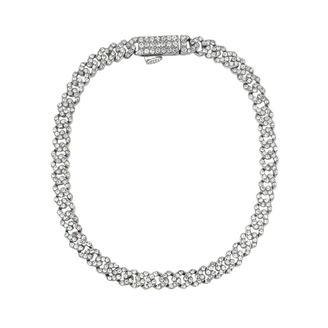 Men's Rhodum Plated 5mm Cuban Edge Chain with CZ