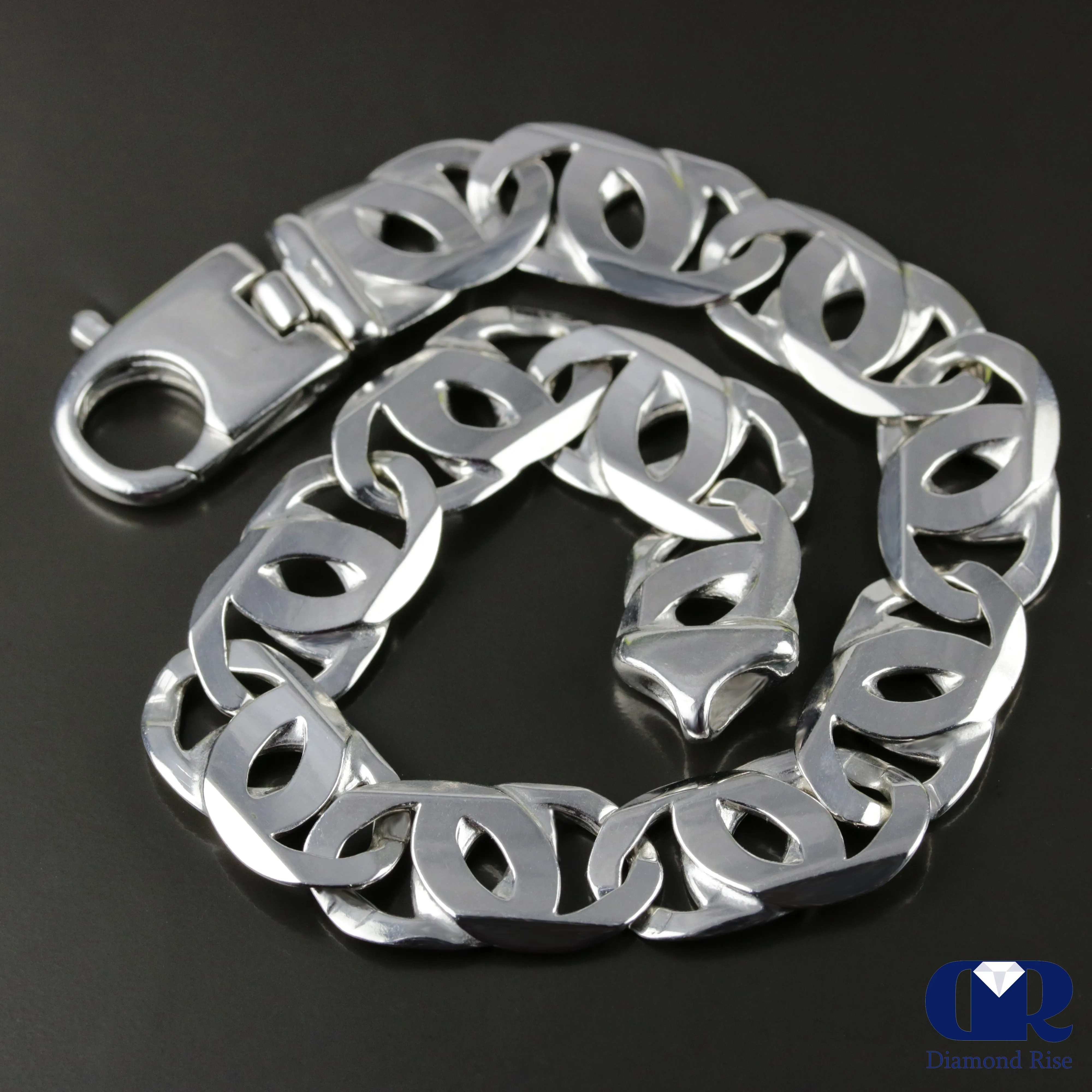 Men's Sterling Silver 13 mm Mariner Link Chain Bracelet