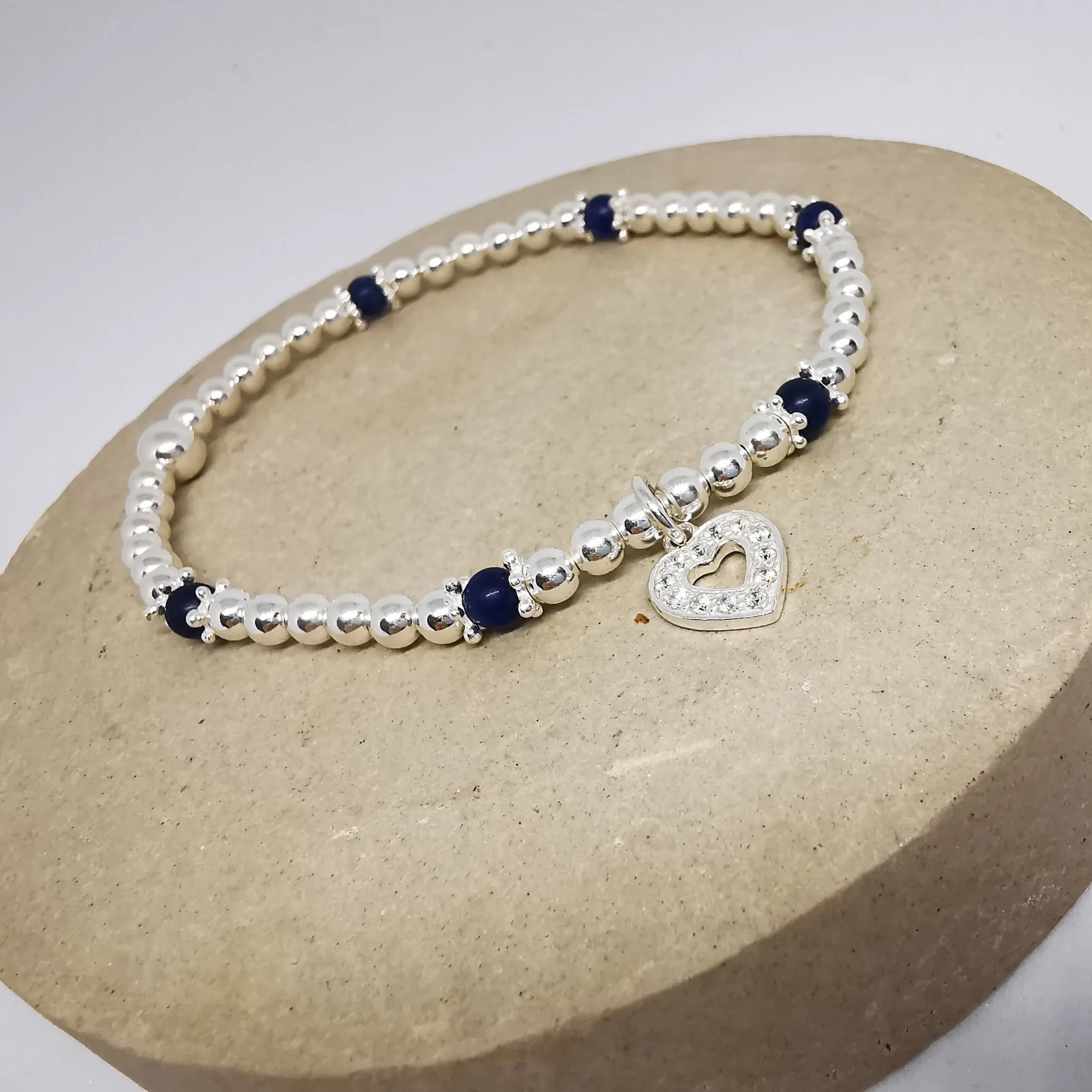 NORA Heart Crystal Bracelet in Sterling Silver