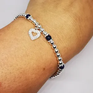 NORA Heart Crystal Bracelet in Sterling Silver