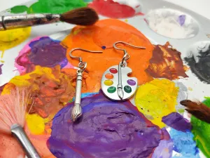 PAINTER PALETTE & BRUSH EARRINGS | Let Your Imagination Soar!