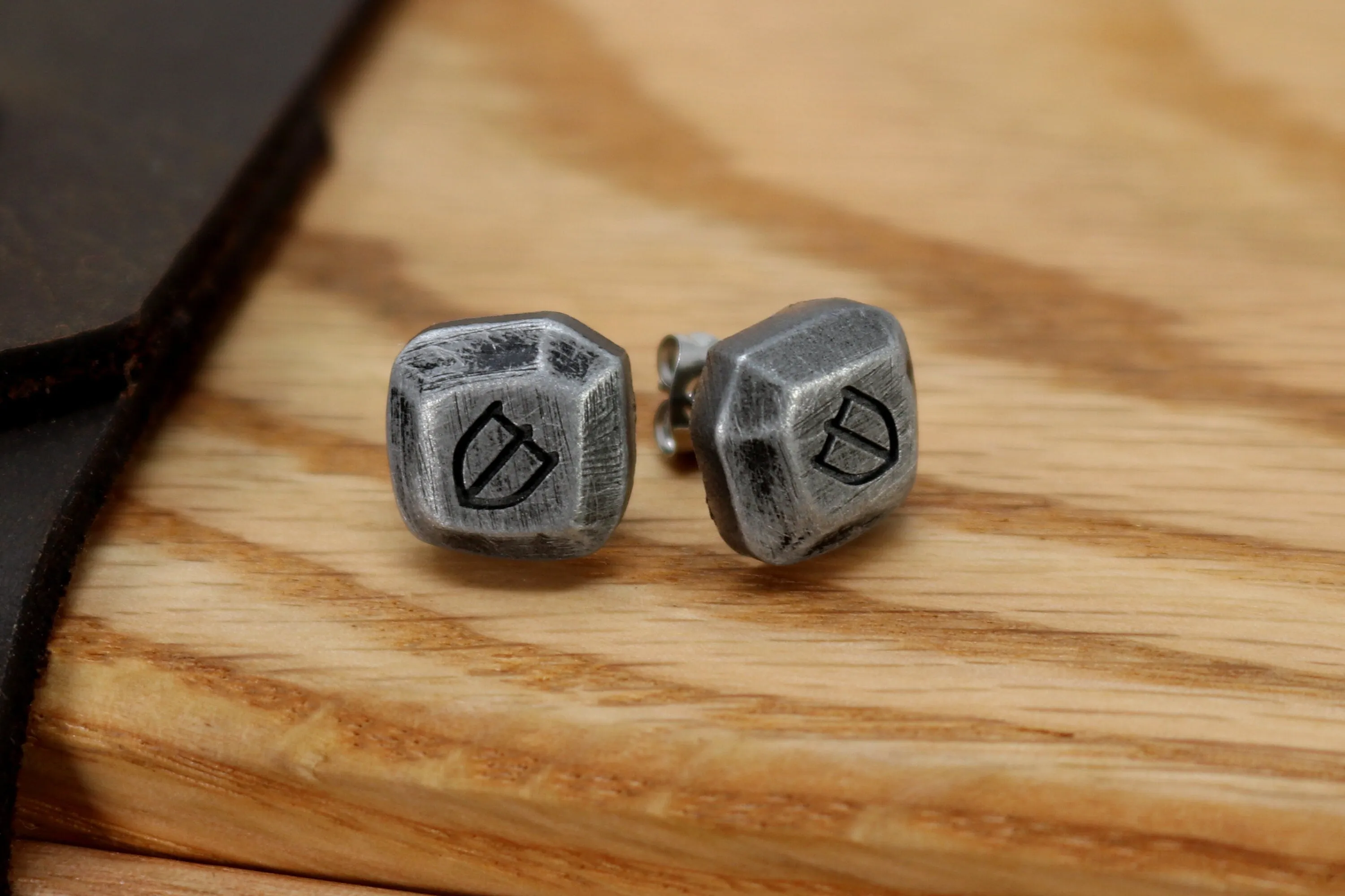 Paladin Job Icon Stainless Steel Studded Earrings Pair - FFXIV