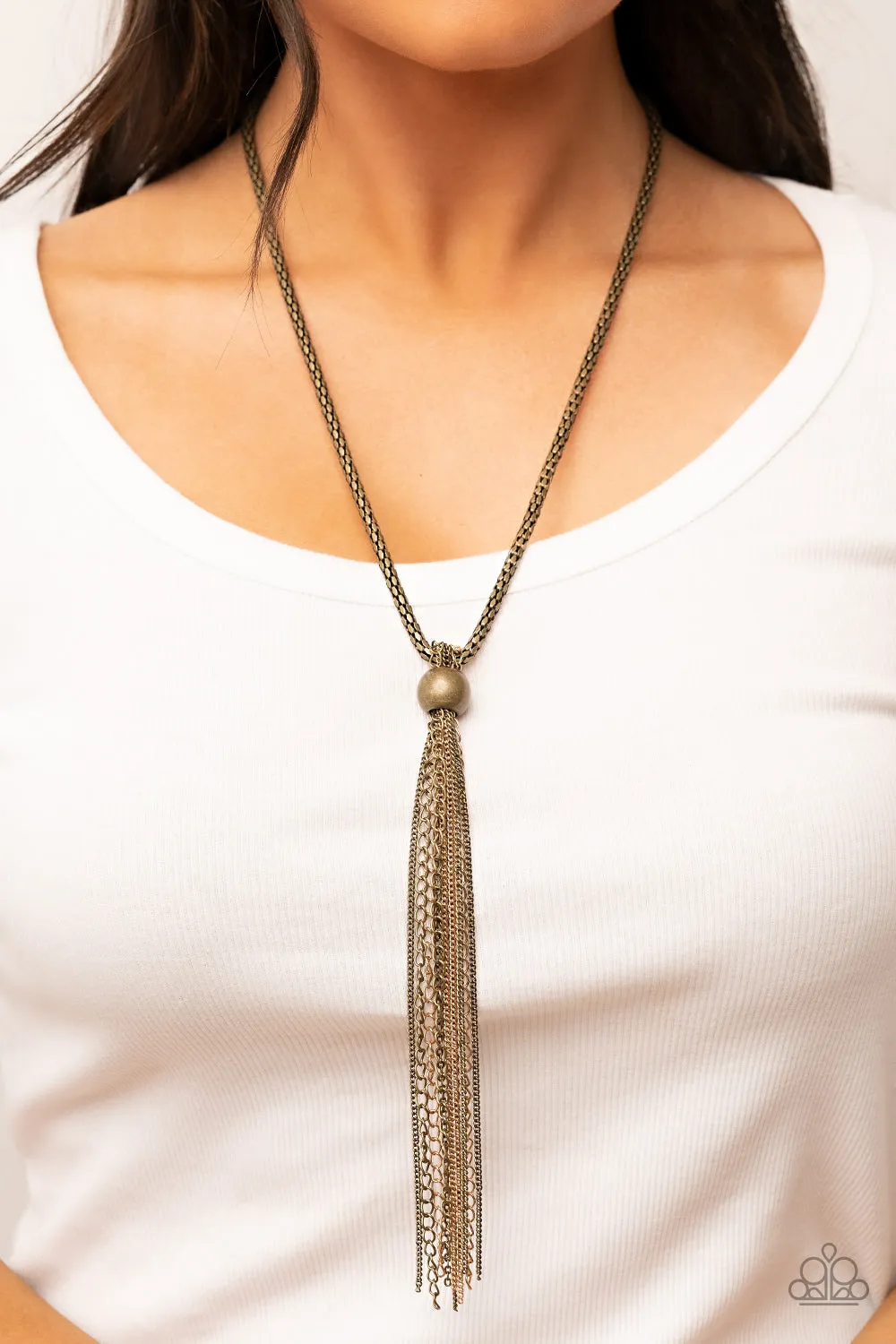 PAPARAZZI Metallic MESH-Up - Brass NECKLACES