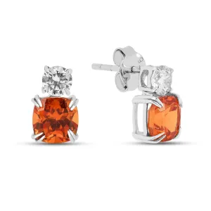 Peach Sapphire Stud Earrings