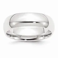 Platinum 8mm Half-Round Comfort Fit Lightweight Wedding Band Ring