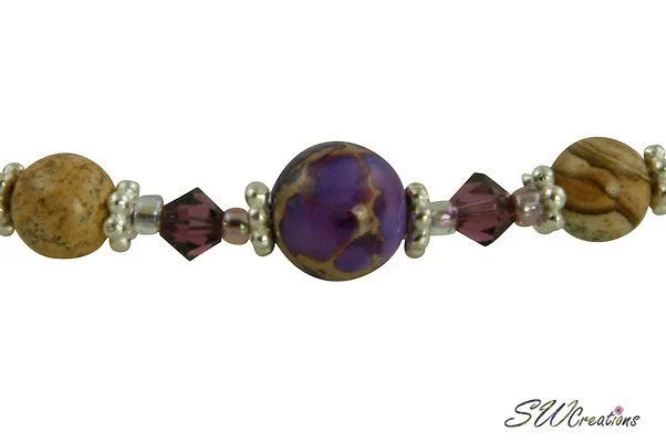 Purple Varascite Jasper Gemstone Beaded Bracelets