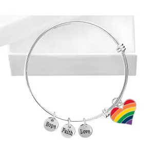 Rainbow Heart Charm Retractable Bracelets