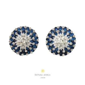 Rajaani | Real silver Sapphire and Simulated Diamond Stud Earrings