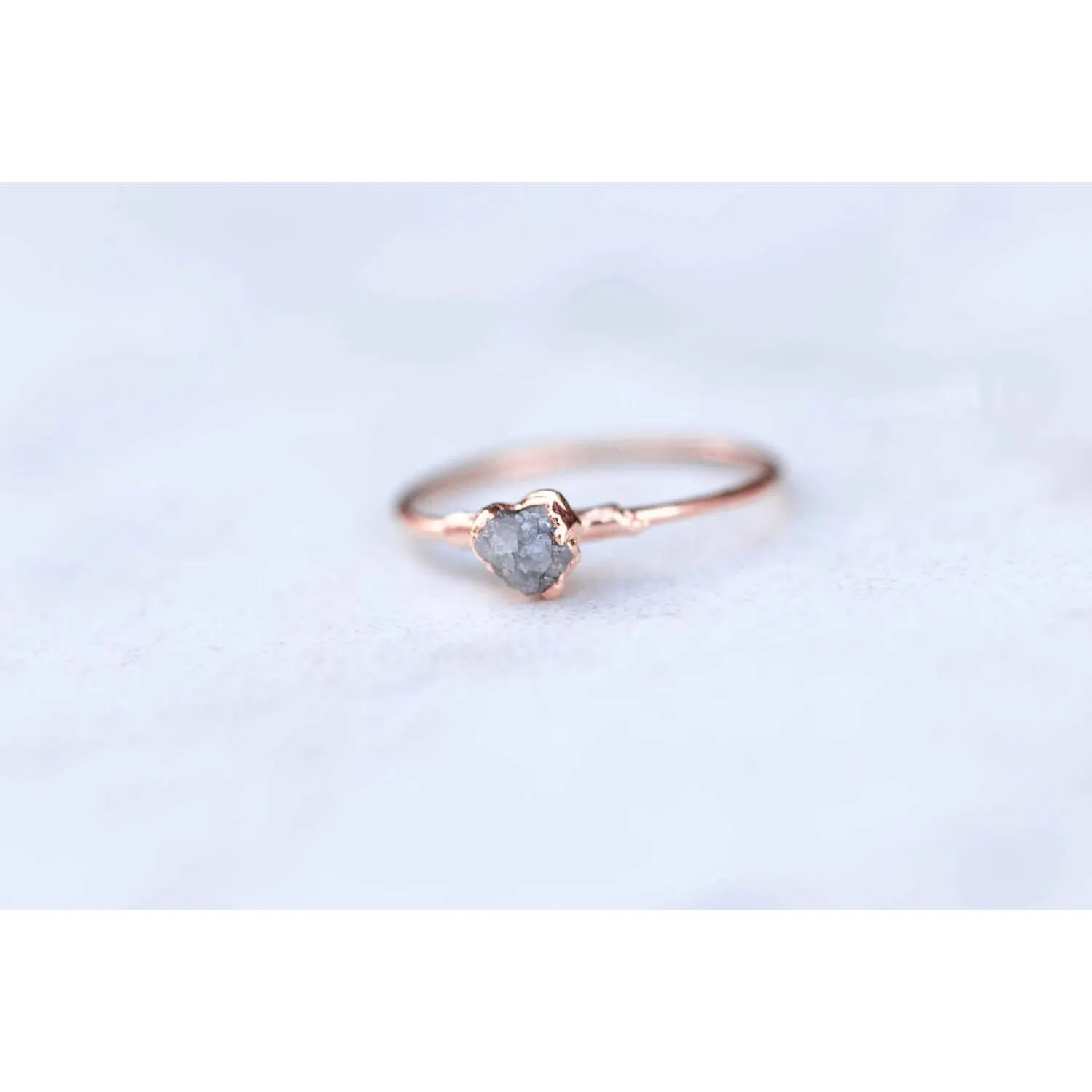 Raw Diamond Ring in Rose Gold