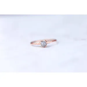 Raw Diamond Ring in Rose Gold