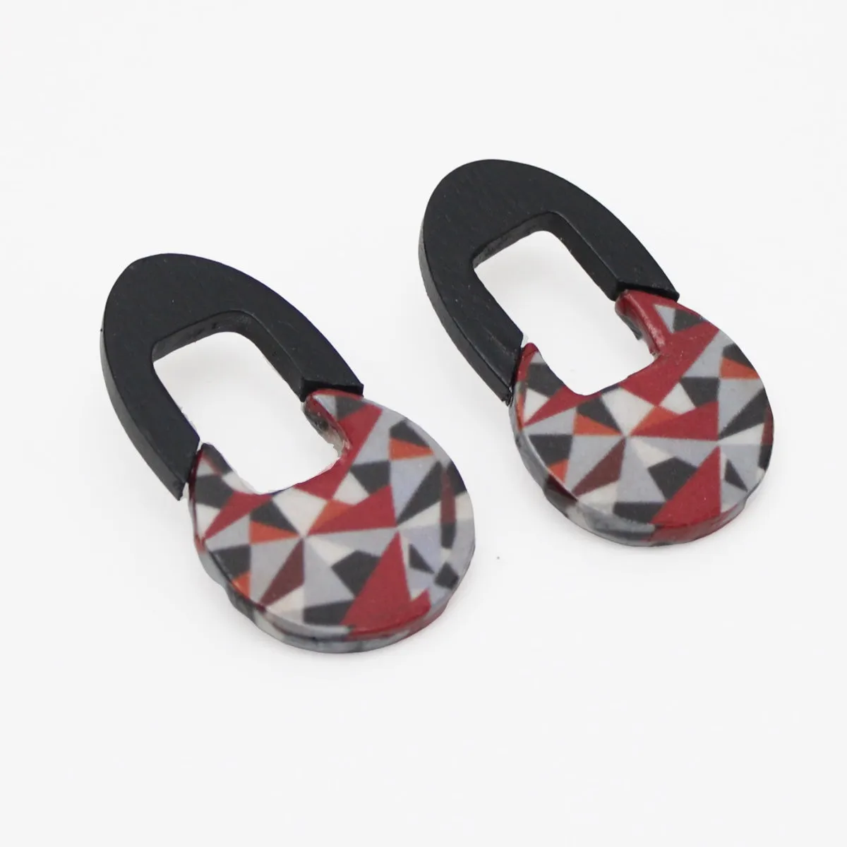 Red and Black Geometric Earrings