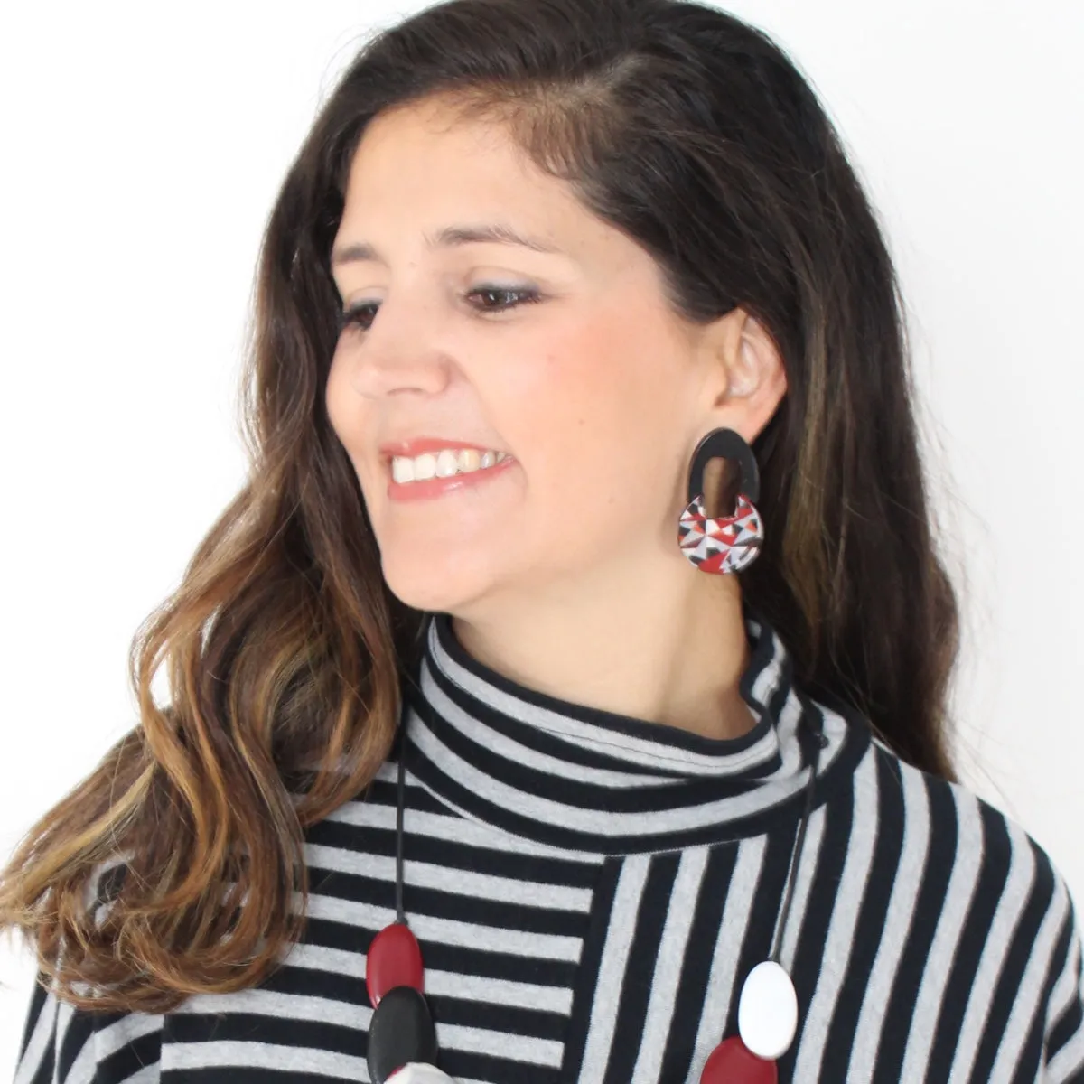 Red and Black Geometric Earrings