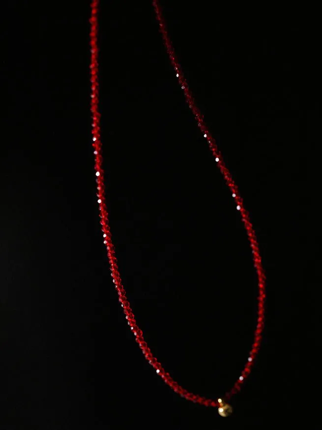 Red Spinels Small Gold Bean Necklaces