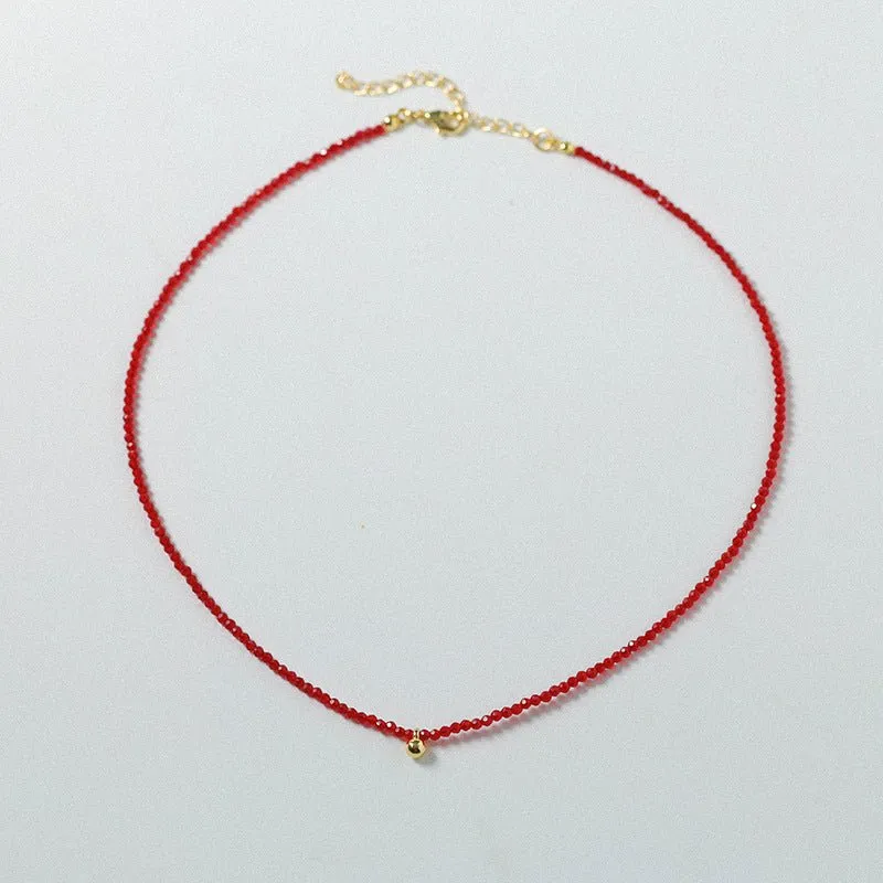 Red Spinels Small Gold Bean Necklaces