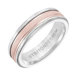 ROSEO 6mm Band with Classic Tungsten Exterior and Crystalline 14K Rose Gold Core