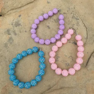 SALE!! Chunky Beaded Necklace - Pink, Lavender Purple, Blue