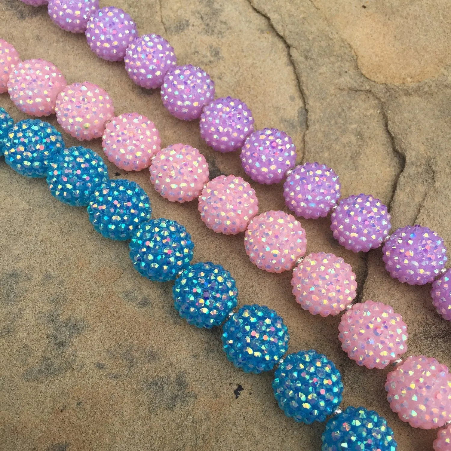 SALE!! Chunky Beaded Necklace - Pink, Lavender Purple, Blue