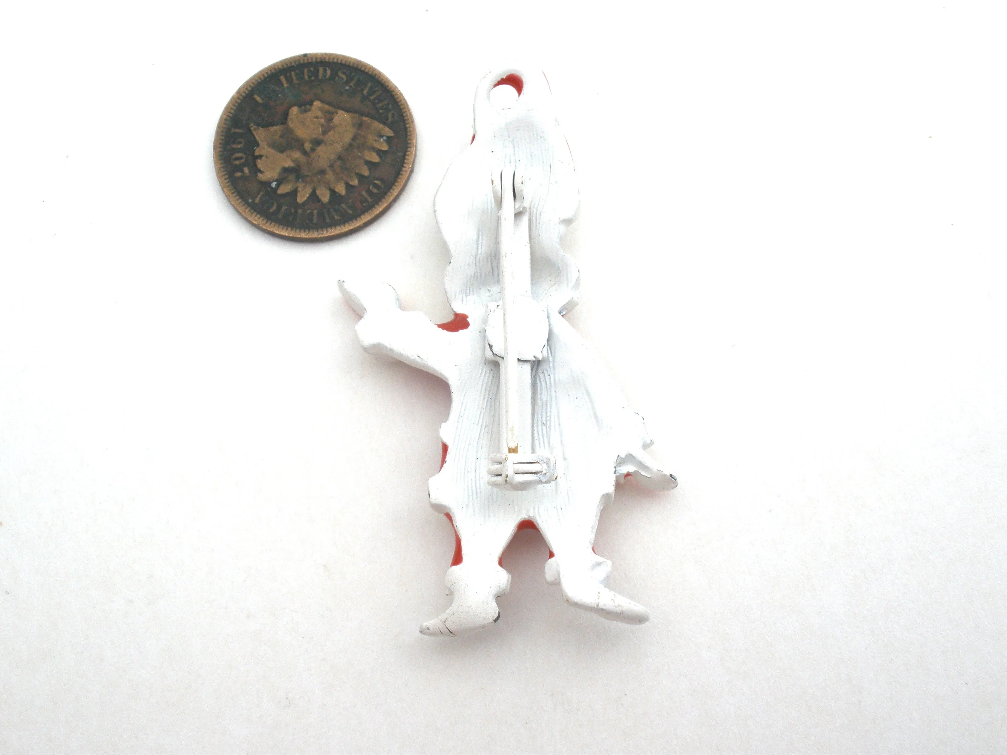 Santa Claus Brooch Pin Red & White Enamel Vintage