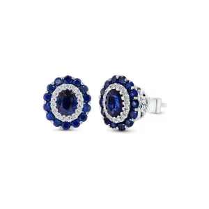 Sapphire & Diamond Oval Stud Earrings