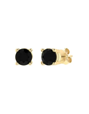 Sapphire Earrings - 10ct Yellow Gold Black Sapphire Stud Earrings - 788144