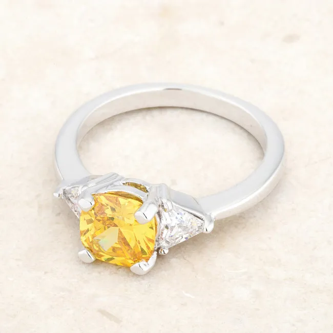 Shonda 1.8ct Canary CZ Rhodium Cushion Classic Statement Ring