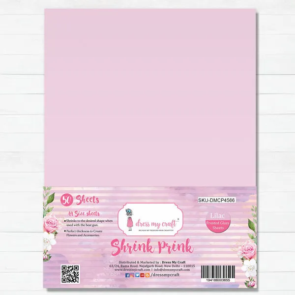 Shrink Prink - Lilac Frosted Glass Sheet - Pack of 50 Sheets