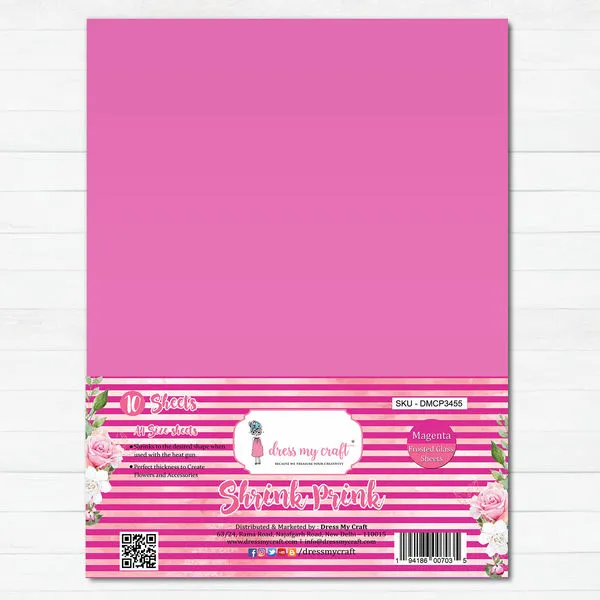 Shrink Prink - Magenta Frosted Glass Sheet - Pack of 10 Sheets