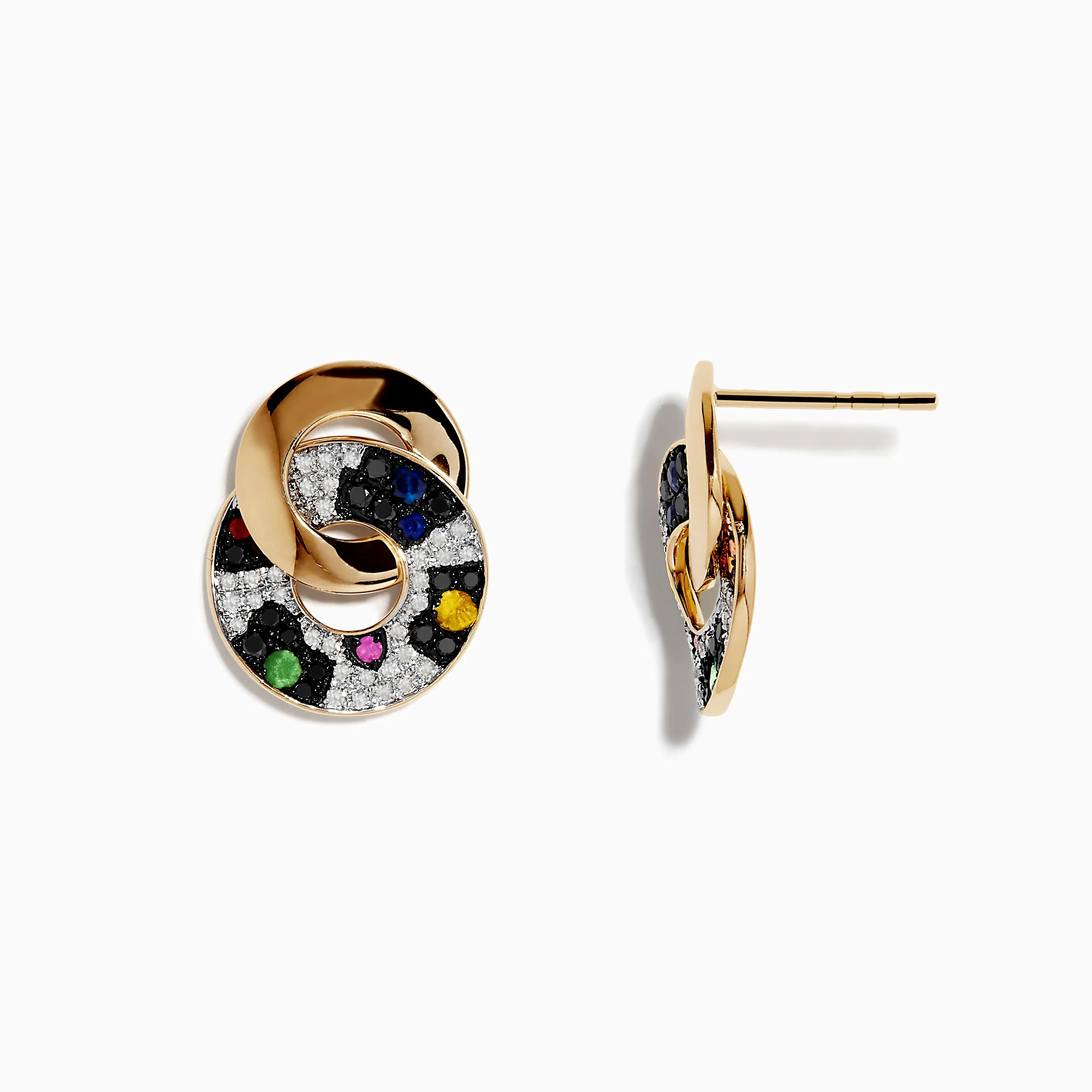 Signature 14K Yellow Gold Mutli Sapphire Earrings