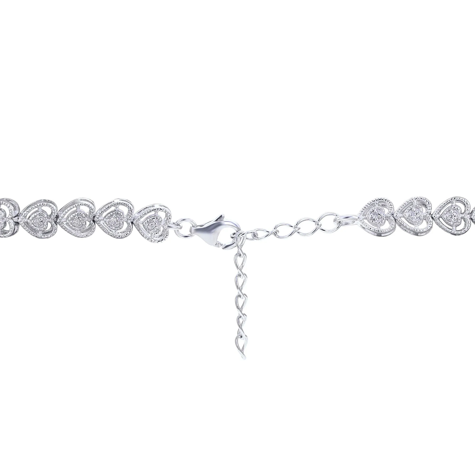 Silver Antique Heart Diamond Bracelet