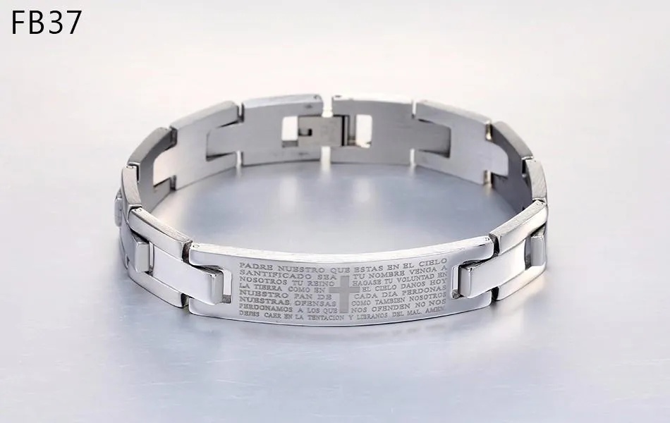 Silver Cristo Bangle Bracelet