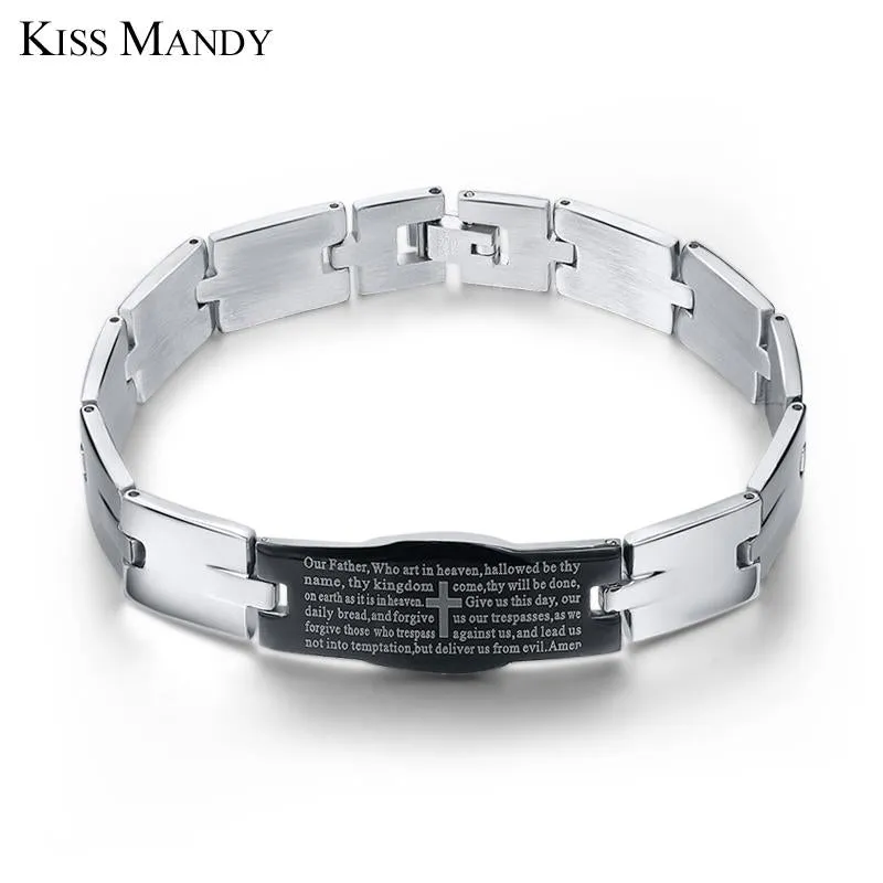 Silver Cristo Bangle Bracelet