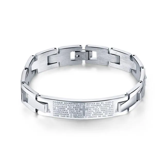 Silver Cristo Bangle Bracelet